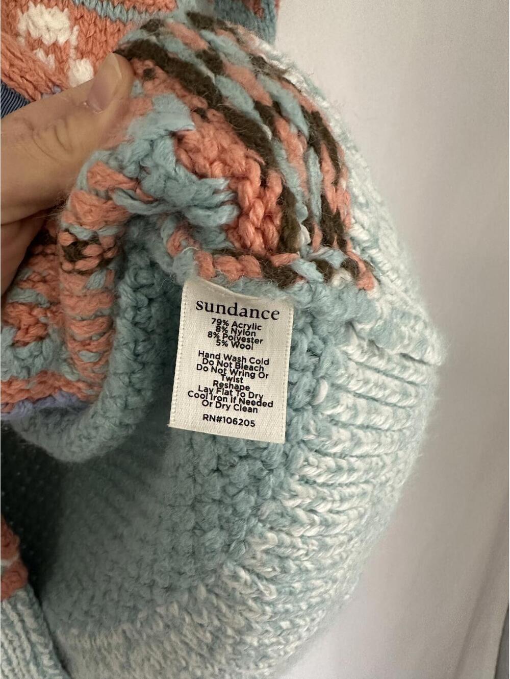 Sundance Knit blue pink Patterned western Cardigan jacket - Picture 2 of 6